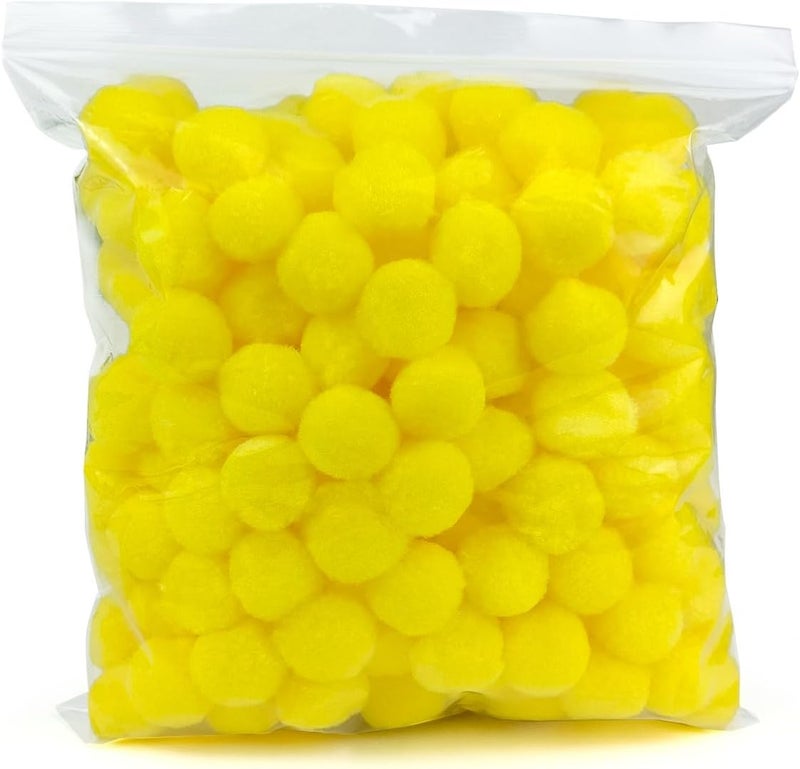 FKEYTO 200 Pieces Pom Poms, 1 Inch Craft Pom Poms, Fuzzy Pompom Puff Balls for DIY Arts, Crafts Projects, Home Decorations (Yellow) - Image 1